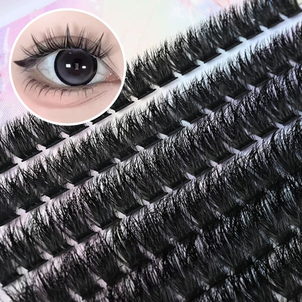 Eyelash Extension Wispy - ナチュラルルックつけまつげ ウィスピー風クラスターデザイン 3Dフェイクミンクまつげ 接着剤とシーラー付きDIYまつげエクステキット