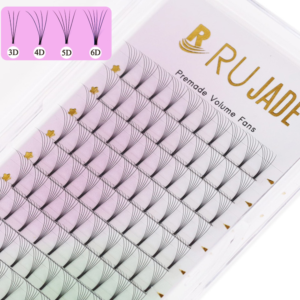 Eyelash Extension Korea Natural - Rujade 0.07/0.10mm ショート/ロングステム 韓国製プレメイド ロシアンボリュームラッシュ プレメイドファン