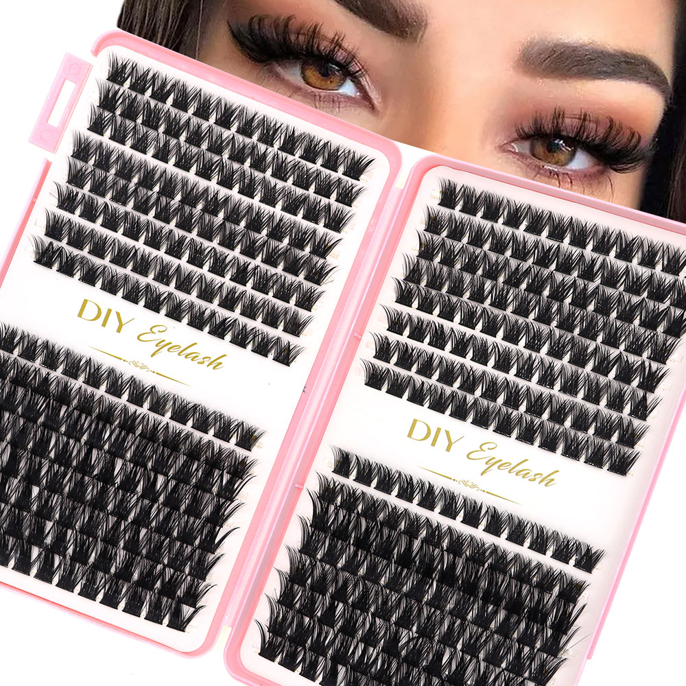 Eyelash Extension Home Service - DIYまつげエクステキット 384束のつけまつげ 厚く長いまつげ用 ブックレット付き 長時間装着可能