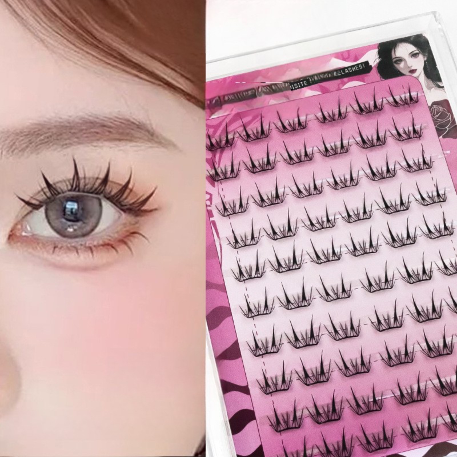 Eyelash Extension Uv Glue - 接着剤不要のセルフ接着式まつげクラスター ふわふわマンガ風韓国風つけまつげ 再利用可能 簡単DIYアイメイク 初心者向け 毎日使える