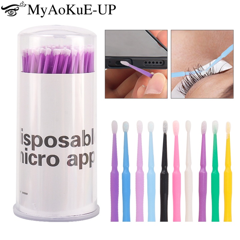 Eyelash Extension Vendor - 100 個使い捨てまつげブラシラッシュエクステンションマイクロブラシ眉毛コームマスカラアプリケータープラスチックスティッククリーンメイクアップツール