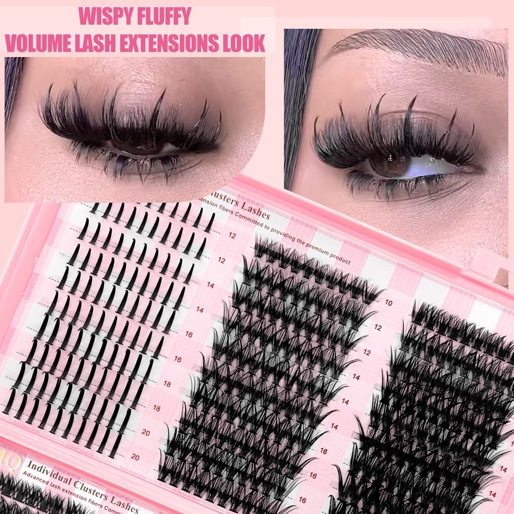 Eyelash Extension Wispy - 長さ9-16mmのつけまつげ 3Dボリューム ナチュラルルック DIYまつげエクステンションキット ウィスピースタイル ふんわりとした束