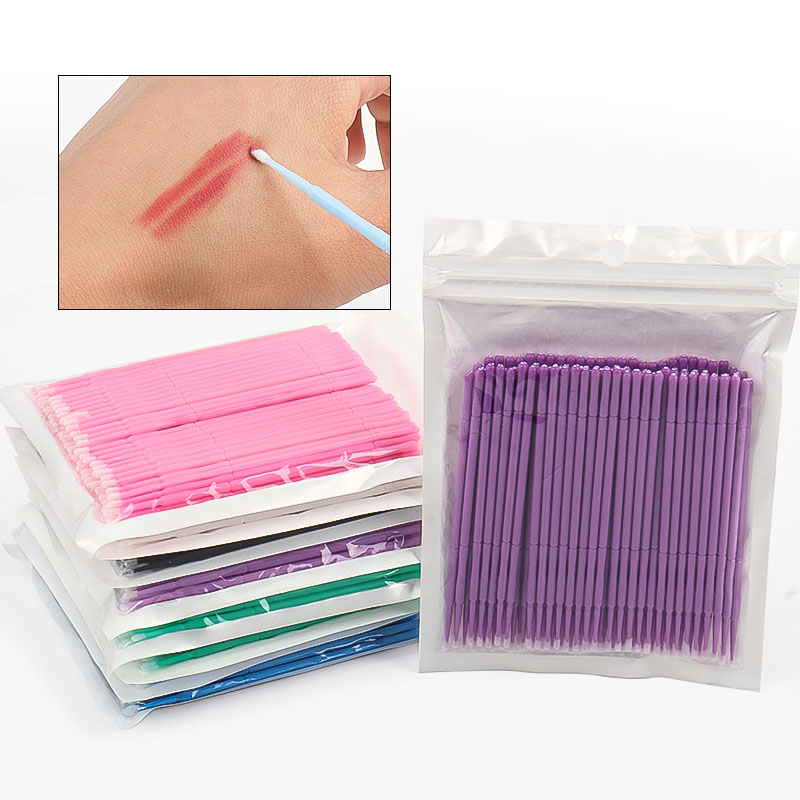Eyelash Extension Vendor - 100本入り/袋 竹製まつげエクステ洗浄綿棒 ラッシュリフトグルーリムーバーアプリケーター マイクロブレードメイクアップマイクロブラシツール