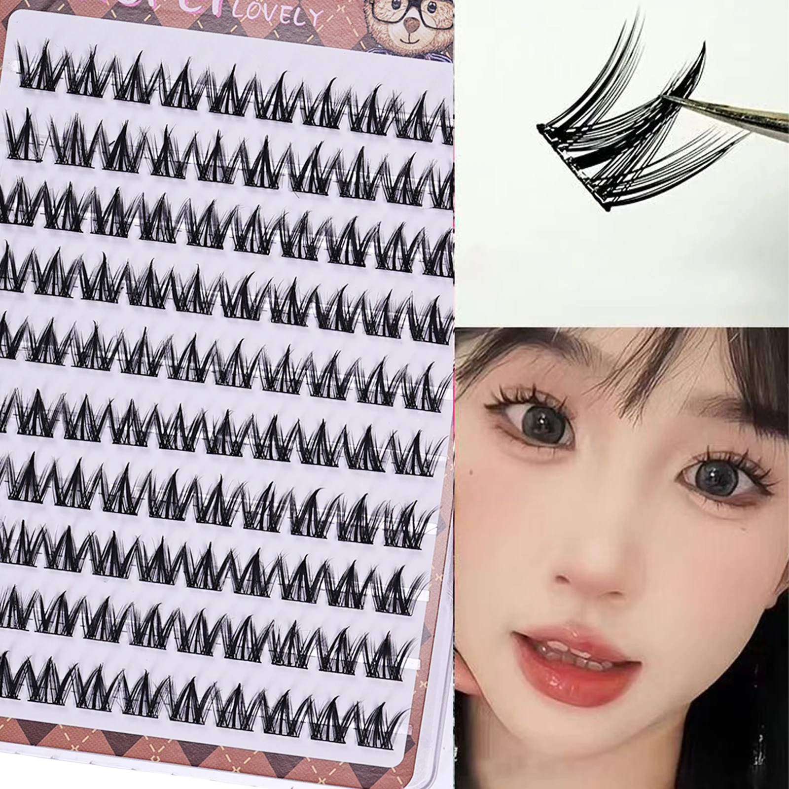 Eyelash Extension Uv Glue - グルーフリーの厚いナチュラルカール自己粘着つけまつげ、W字型デザインでボリュームのあるマンガアイを実現