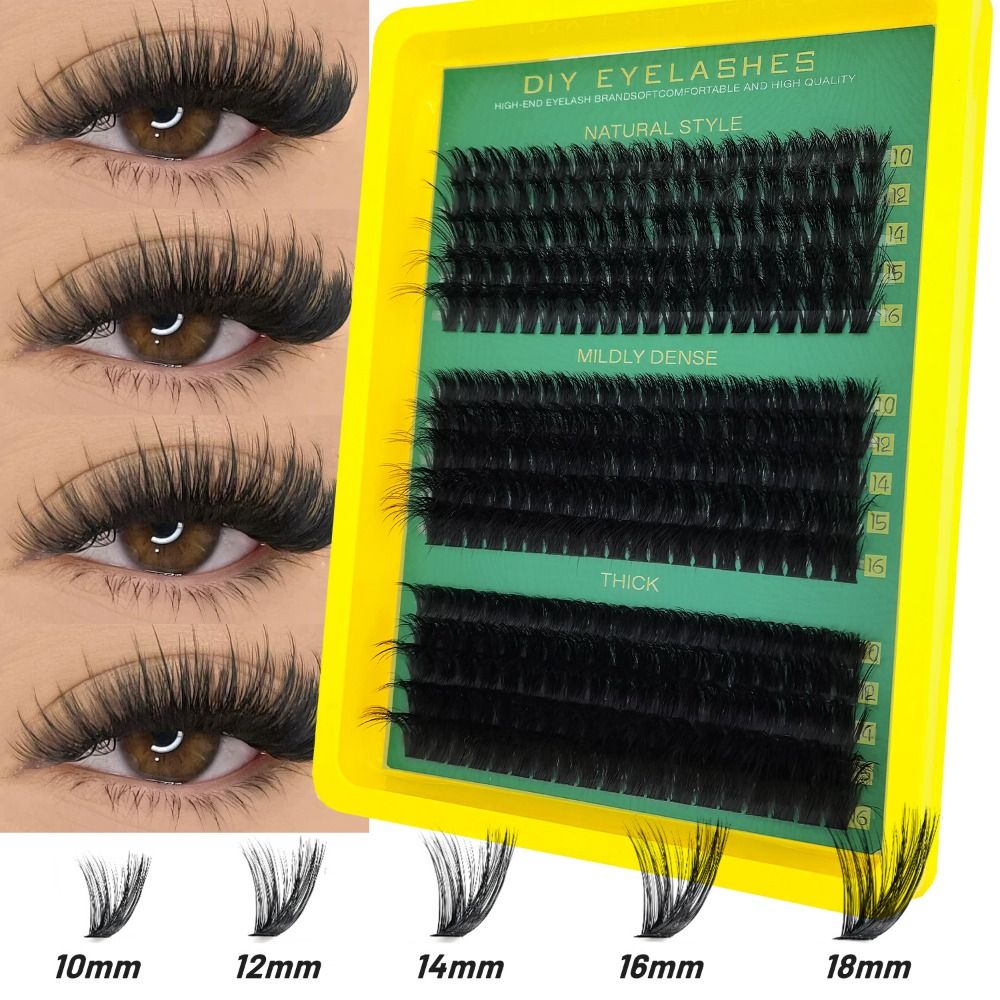 Eyelash Extension Wispy - ナチュラルルックつけまつげ ボンド＆シール ウィスピー風 DIYまつげエクステキット クラスターデザイン フェイクまつげメイクアップ強化