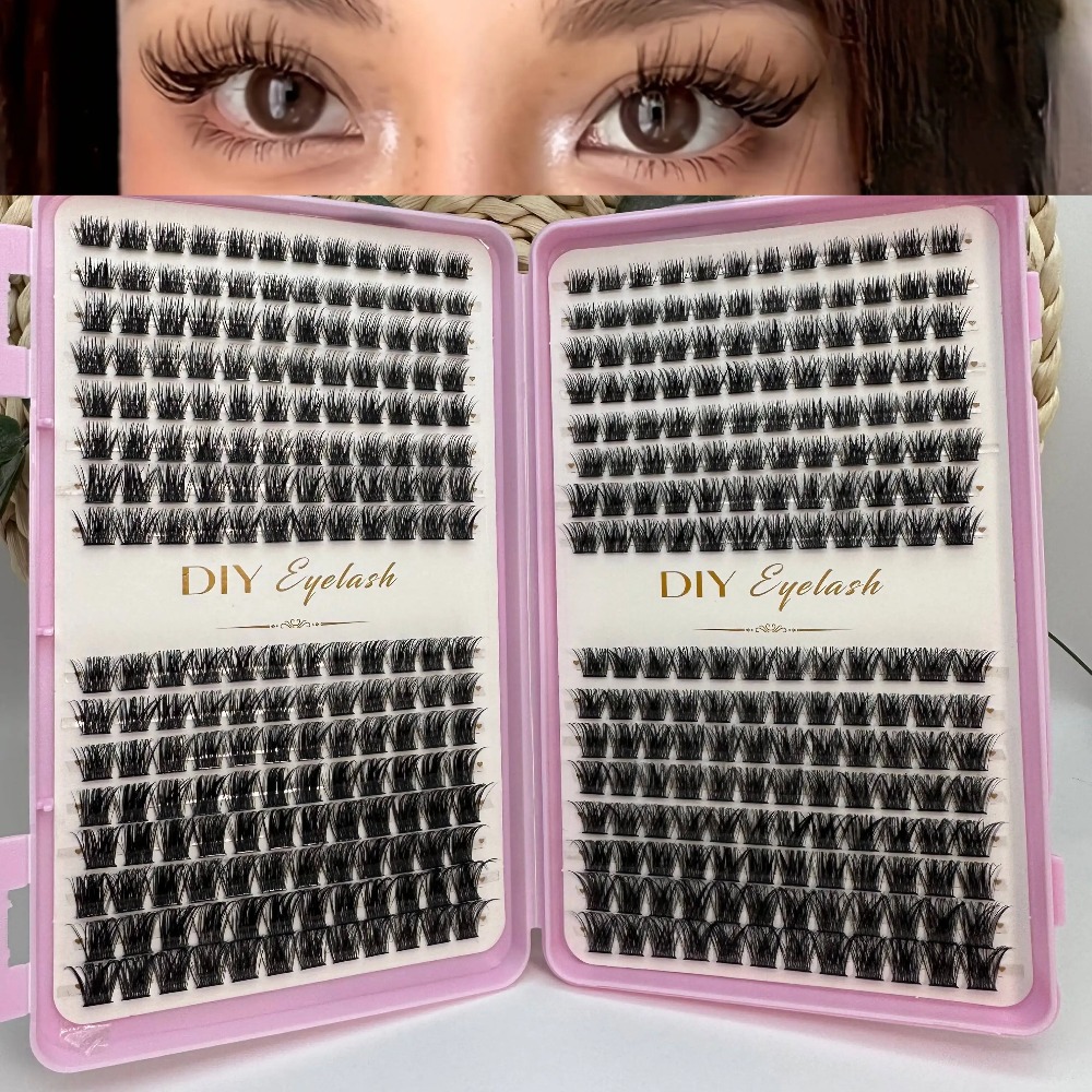 Eyelash Extension Home Service - 384本入り個別まつげエクステブック、クラスターエクステンション、つけまつげDIY、自宅でできるクラスターエクステンションメイクアップ