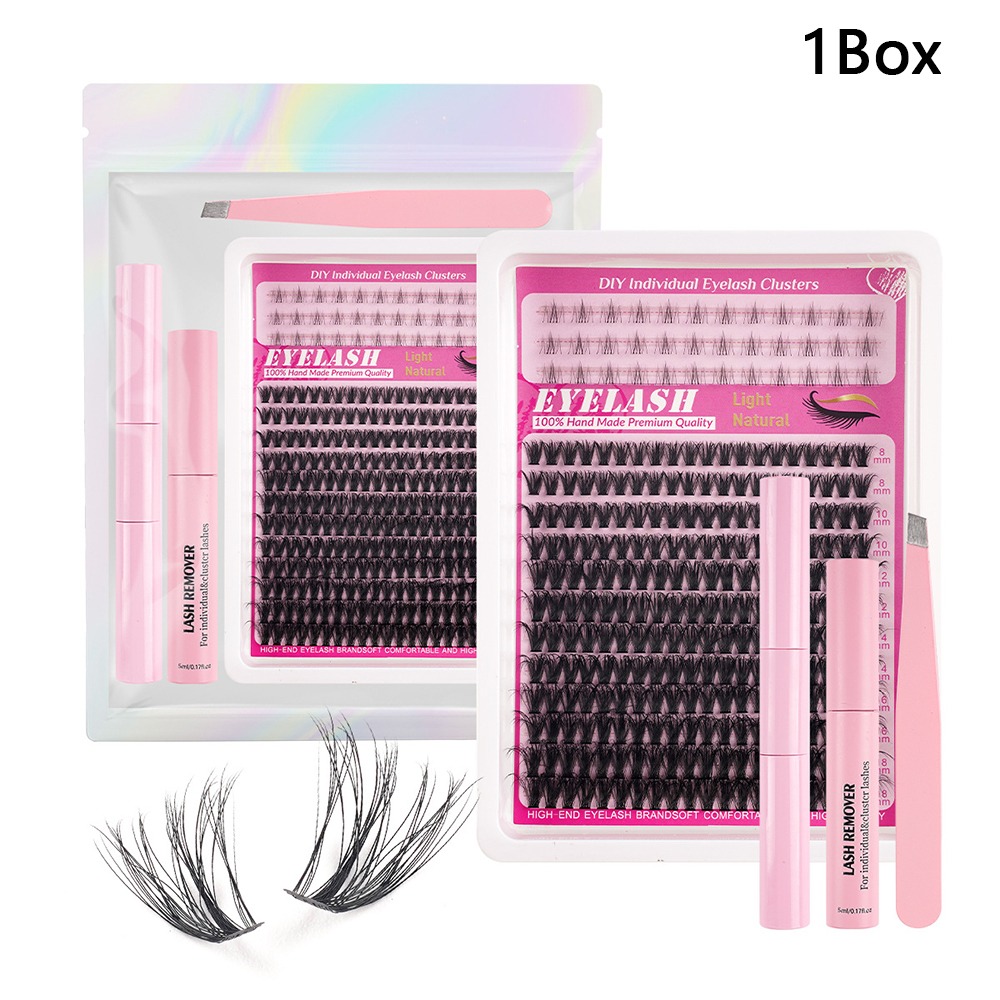 Eyelash Extension Wispy - 8-18mmの長さのつけまつげ、ナチュラルな見た目、ウィスピー風DIYまつげエクステキット、クラスターデザイン、接着剤とシーラー付きのつけまつげ