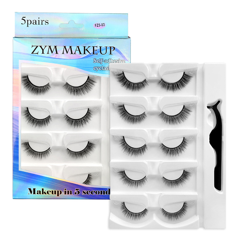 Eyelash Extension Uv Glue - 5 ペア接着剤不要の自己粘着まつげ 3D ナチュラルつけまつげワンステップアプリケーション簡単に取り外せるアイメイク卸売