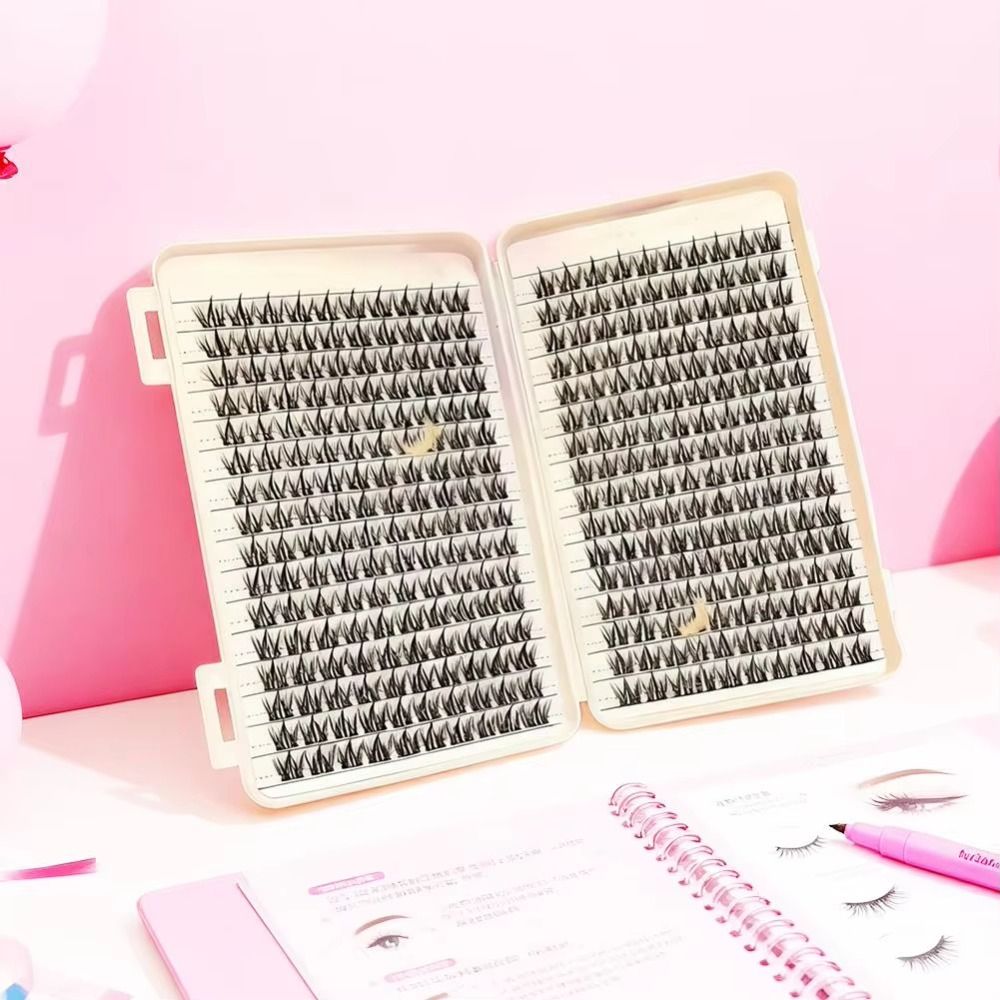 Eyelash Extension Wispy - ナチュラルルックつけまつげ ウィスピー風クラスターデザイン DIYまつげエクステキット 接着剤とシーラー アイメイクツール まつげエクステ