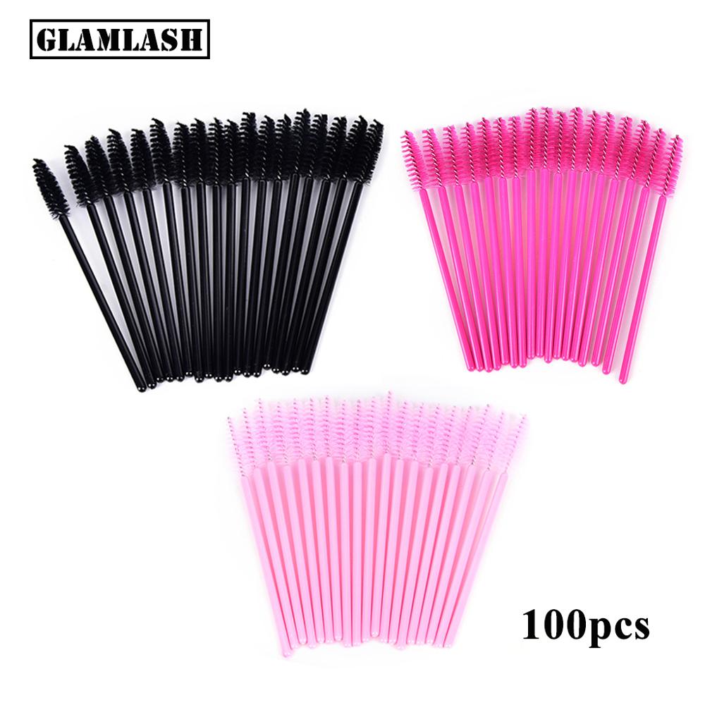 Eyelash Extension Vendor - 100 個使い捨てマイクロまつげコームブラシスプーラーメイクアップキットまつげエクステンションブラシマスカラアプリケーター杖ラッシュ眉毛ブラシ