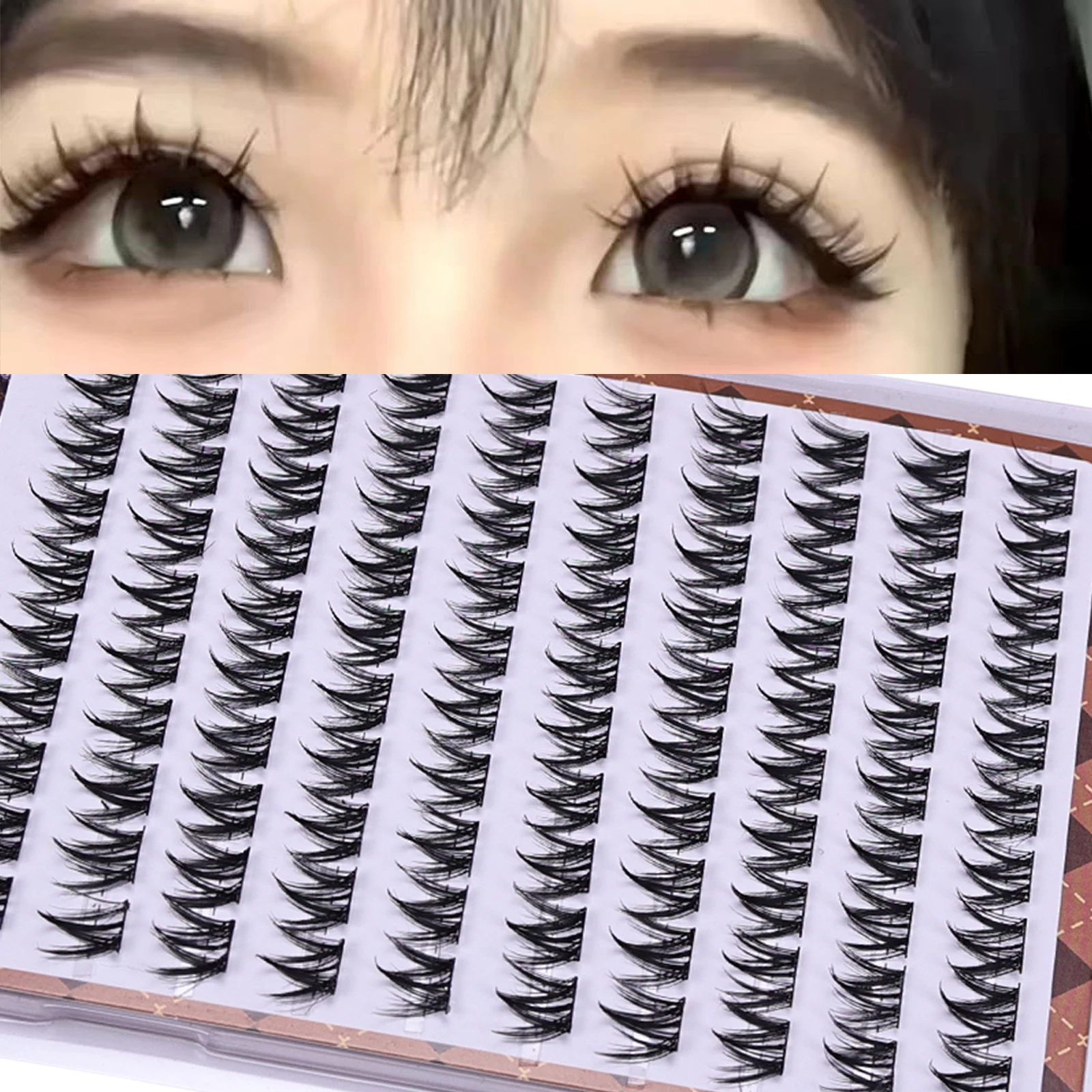 グルーフリーの厚いナチュラルカール自己粘着つけまつげ、W字型 - Eyelash Extension Uv Glue のレビューと価格