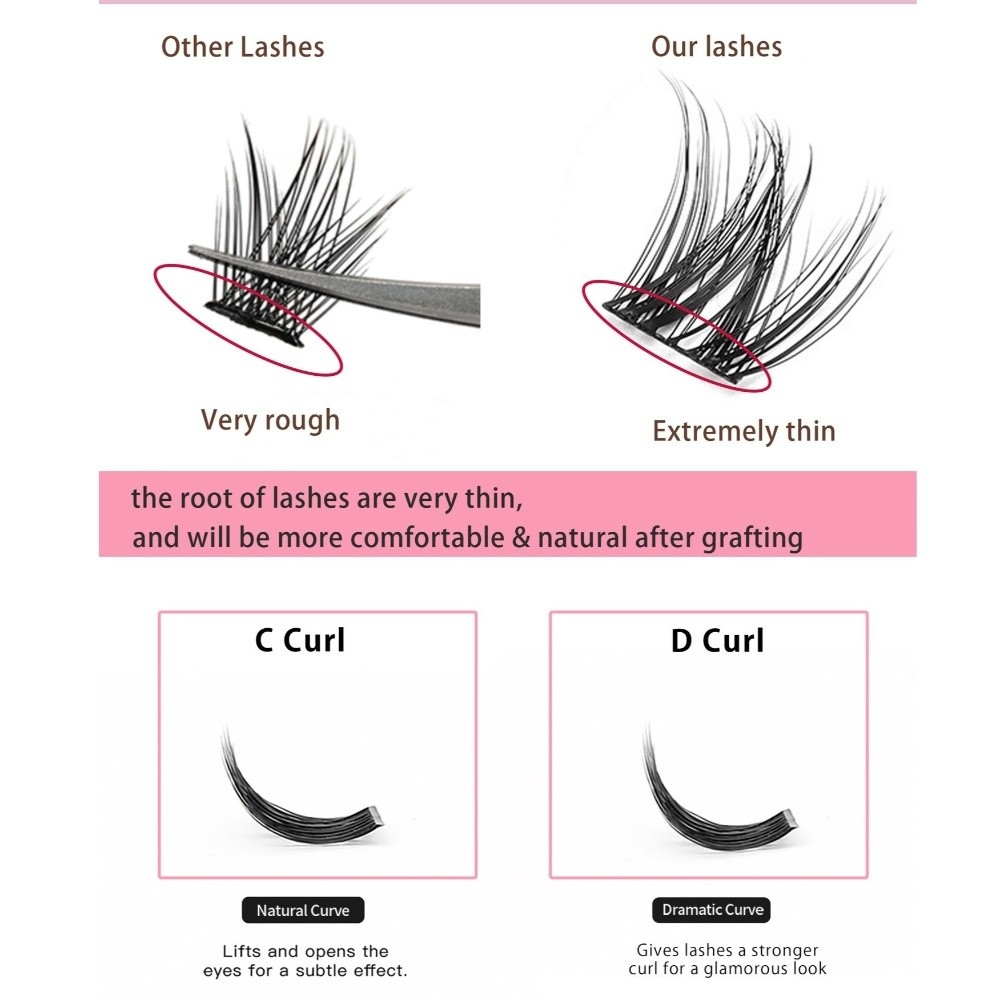 自然な見た目DIYまつげエクステキット ふわふわ 接着剤不要 - Eyelash Extension Vendor のレビューと価格