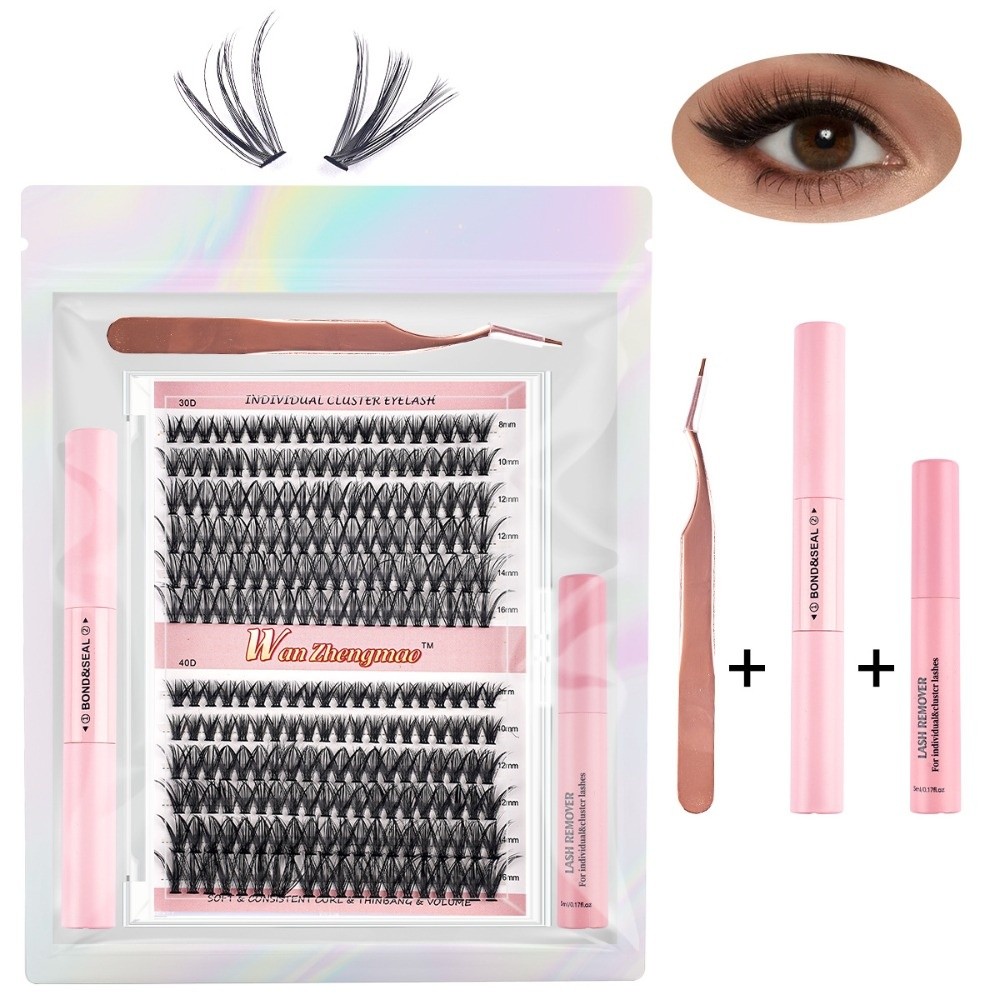 8-16mmの長さのつけまつげ、接着剤とシーラー付き、自然な - Eyelash Extension Wispy のレビューと価格