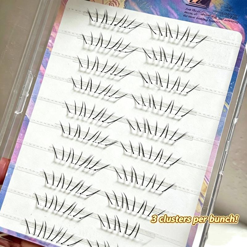 新しい1セットコミック下まつげエクステンションクラスターナチ - Eyelash Extension Uv Glue のレビューと価格